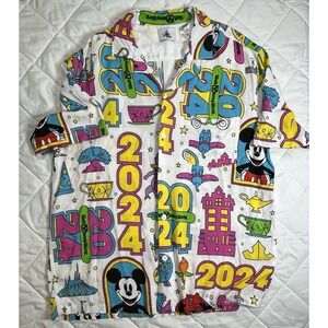 Walt Disney World 2024 Mickey Mouse Button Up Shirt Mens Large Disney Parks